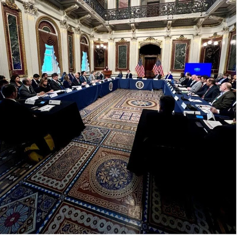 Federal leaders around the table in the Indian Treaty Room for an AI roundtable